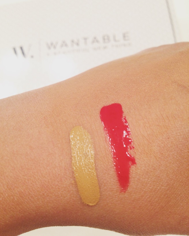 wantable march 2016 concealer lip lacquer swatches